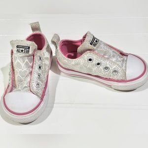 Converse All Star Chuck Taylor Silver Metallic Slip On Sneakers Baby Size 5